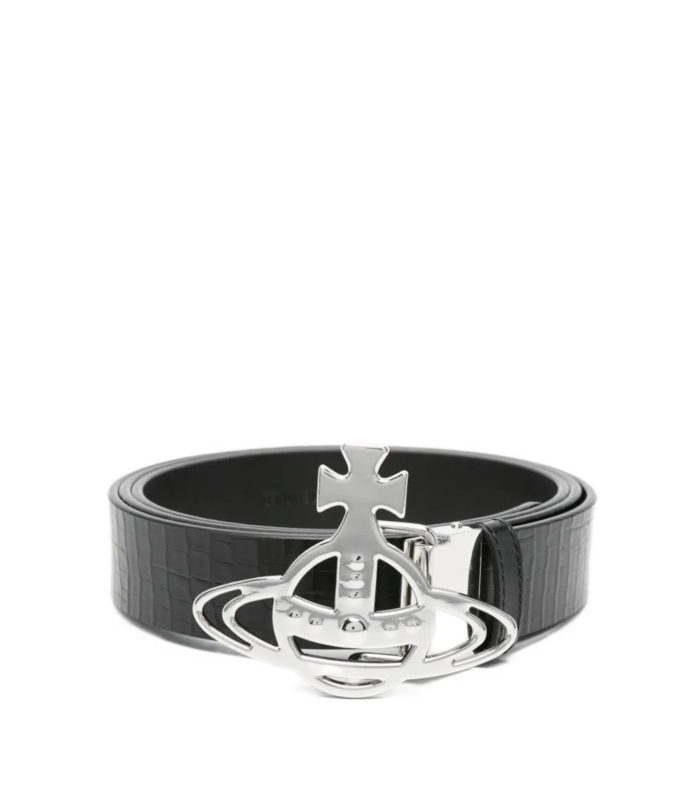 LINE ORB BUCKLE BELT/SILVER BLACK