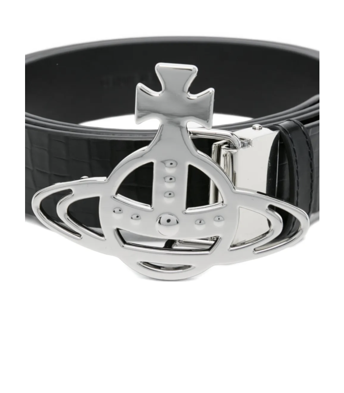 LINE ORB BUCKLE BELT/SILVER BLACK