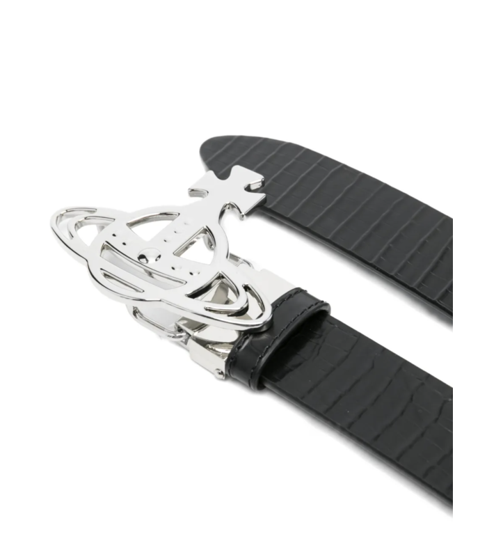 LINE ORB BUCKLE BELT/SILVER BLACK