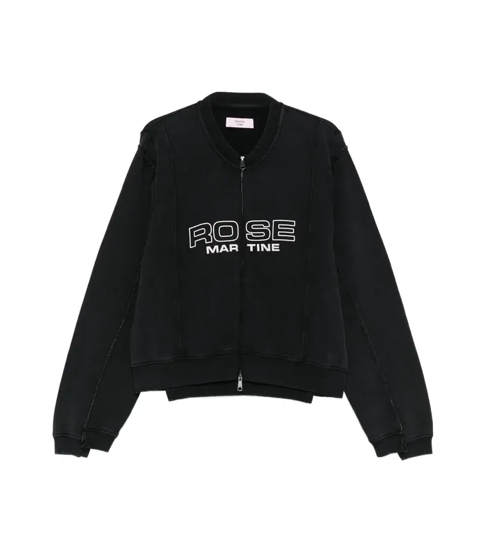 SHRUNKEN ZIP UP CREW BLACK WASHED BLACK ROSE