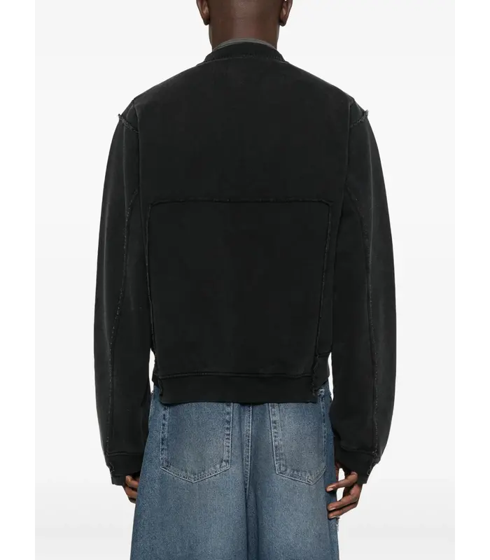 SHRUNKEN ZIP UP CREW BLACK WASHED BLACK ROSE