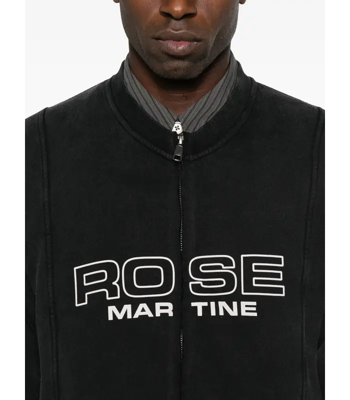 SHRUNKEN ZIP UP CREW BLACK WASHED BLACK ROSE