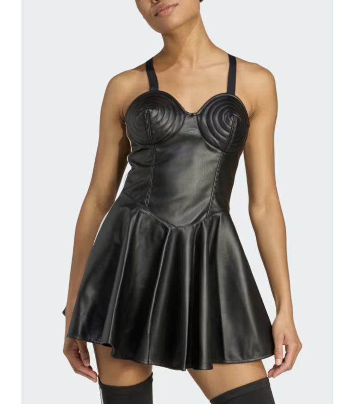 FAUX LTHR DRESS BLACK