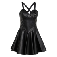 FAUX LTHR DRESS BLACK