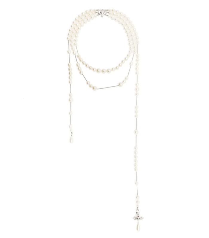 BROKEN PEARL NECKLACE PLATINUM PEARL MULTI