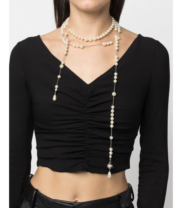 BROKEN PEARL NECKLACE PLATINUM PEARL MULTI