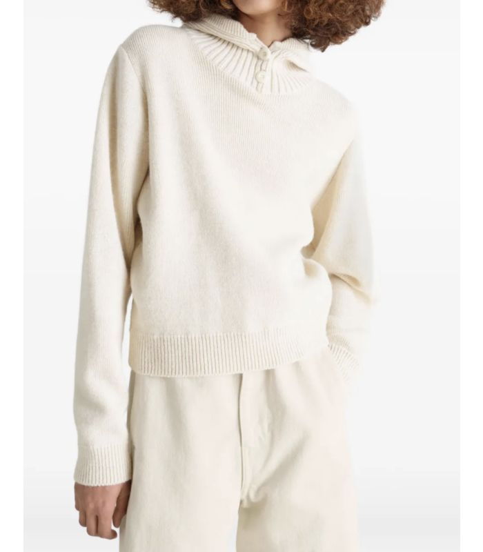 SWEATER WITH HOOD LIGHT CREAM