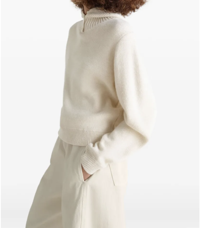 SWEATER WITH HOOD LIGHT CREAM