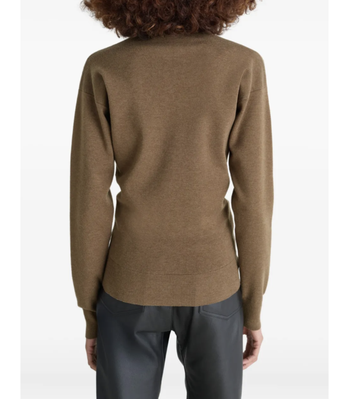 BUTTONED FITTED CARDIGAN HAVANA