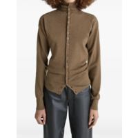 BUTTONED FITTED CARDIGAN HAVANA