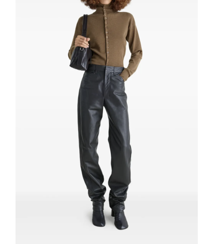 BUTTONED FITTED CARDIGAN HAVANA