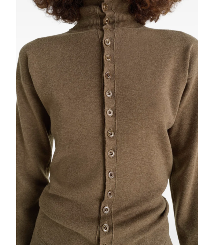 BUTTONED FITTED CARDIGAN HAVANA