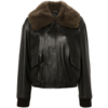LEMAIRE LEATHER BLOUSON WITH SHEARLING COLLAR DARK ESPRESSO