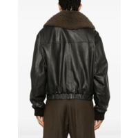 LEATHER BLOUSON WITH SHEARLING COLLAR DARK ESPRESSO