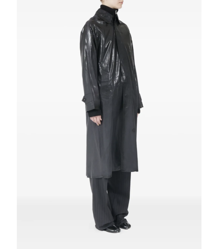 COATED TRENCH COAT BLACK
