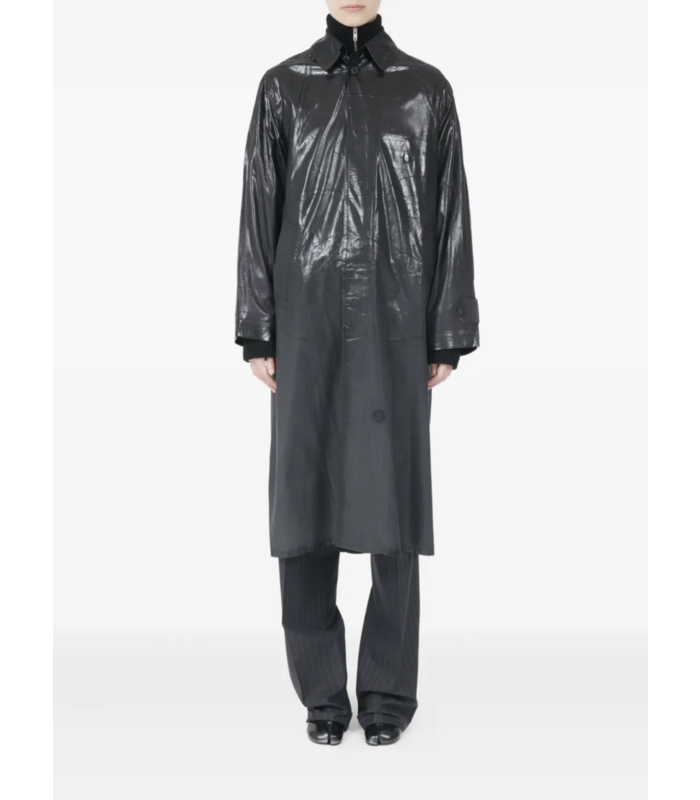 COATED TRENCH COAT BLACK