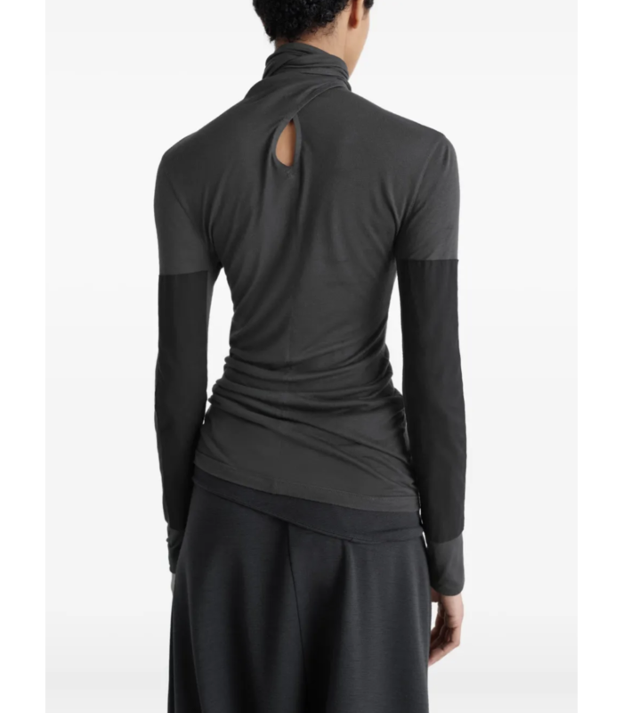 FOULARD TOP WITH PATCHS COAL