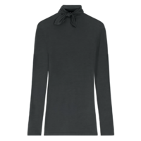 FOULARD TOP WITH PATCHS COAL