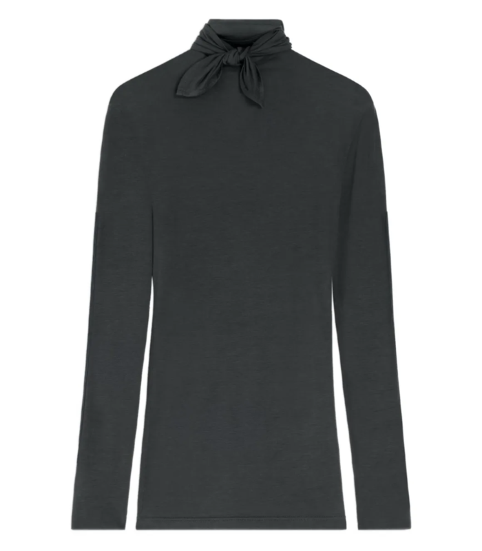 FOULARD TOP WITH PATCHS COAL