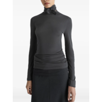 FOULARD TOP WITH PATCHS COAL