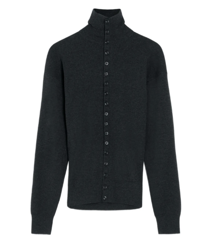 BUTTONED FITTED CARDIGAN ANTHRACITE MELANGE