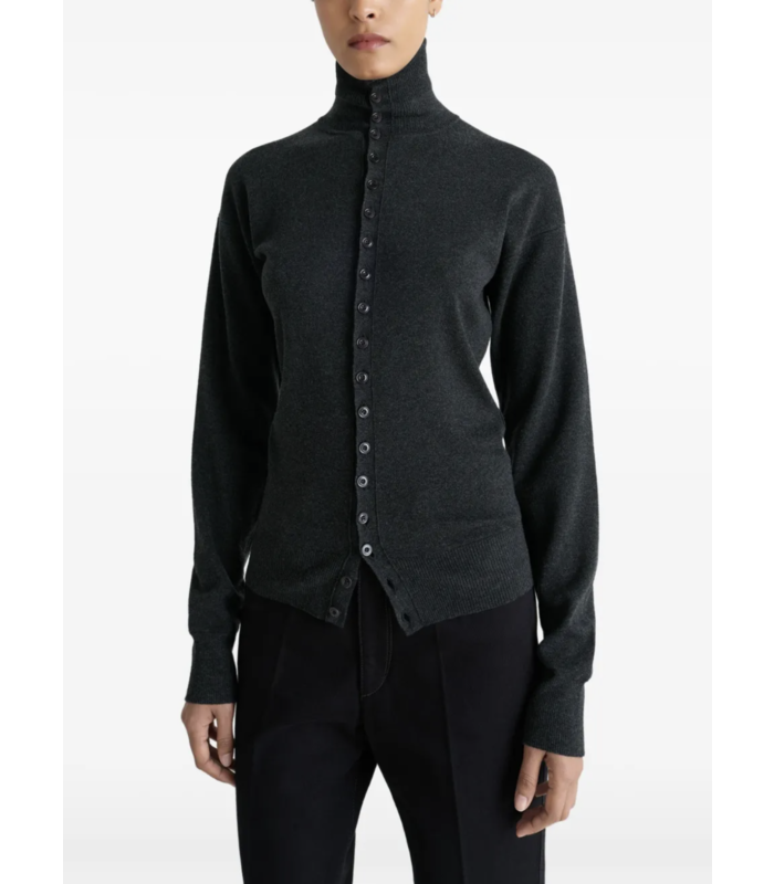 BUTTONED FITTED CARDIGAN ANTHRACITE MELANGE