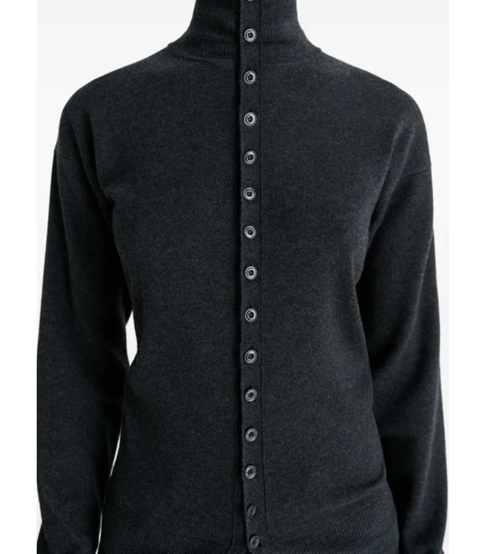 BUTTONED FITTED CARDIGAN ANTHRACITE MELANGE