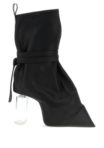 RICK OWENS tied taco kiss boots black / clear