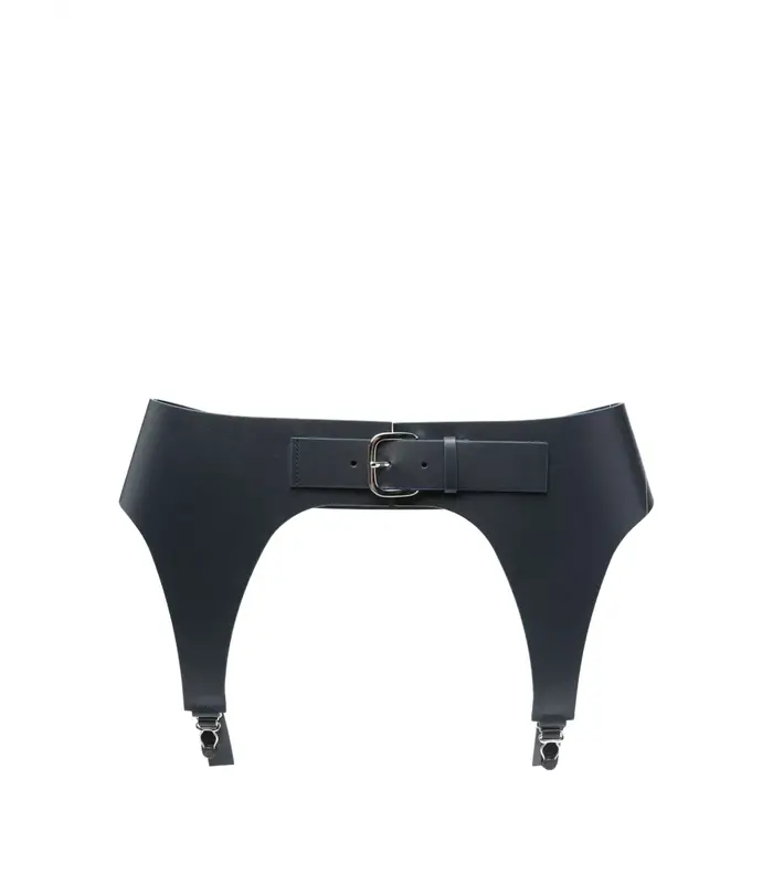 LEATHER GARTER BELT NAVY