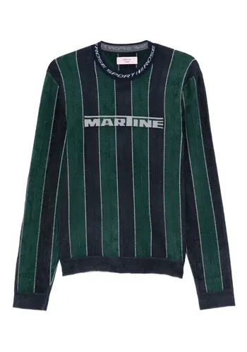 MARTINE ROSE sporty logo crew neck green navy