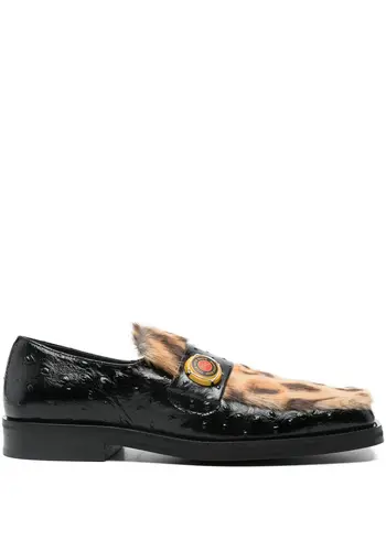 MARTINE ROSE champagne cap square toe loafer black