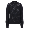 JIL SANDER LONG SLEEVE LACE KNIT SWEATER BLACK