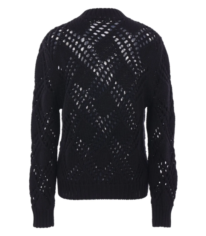 LONG SLEEVE LACE KNIT SWEATER BLACK