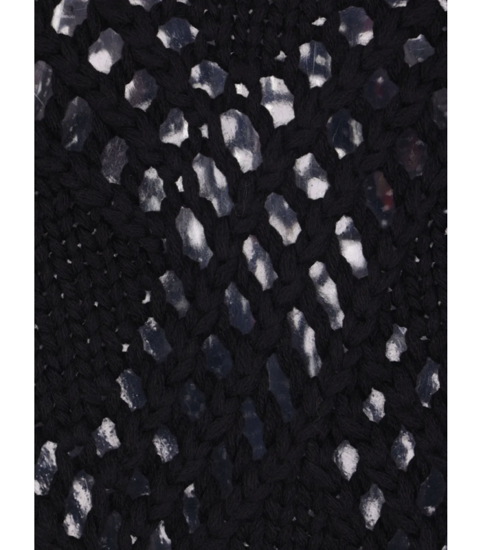 LONG SLEEVE LACE KNIT SWEATER BLACK