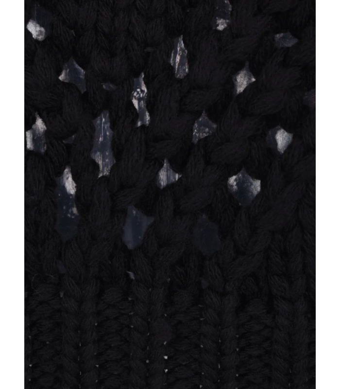 LONG SLEEVE LACE KNIT SWEATER BLACK