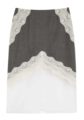 JIL SANDER lace skirt grey