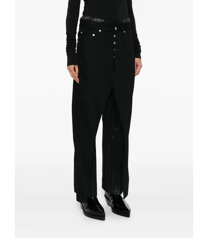 BLACK PANTS PLEATS OVER SKIRT