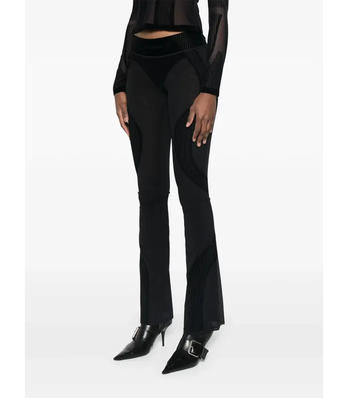 FLOCK MESH SPORT FLARED PANTS BLACK