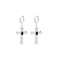 STONE CROSS EARRINGS SILVER