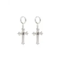 STONE CROSS EARRINGS SILVER