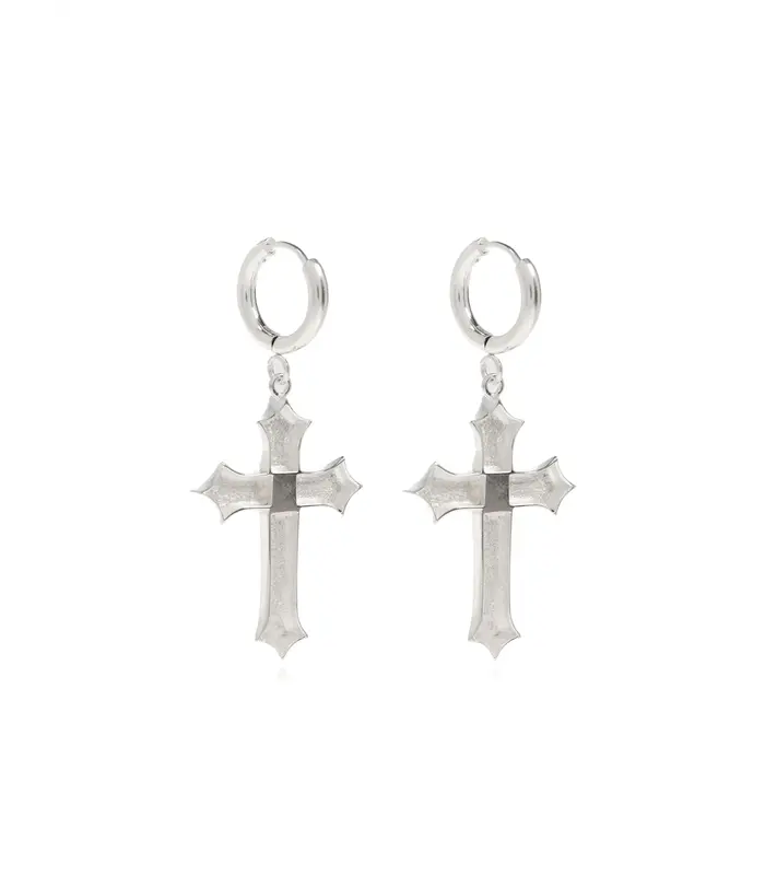 STONE CROSS EARRINGS SILVER