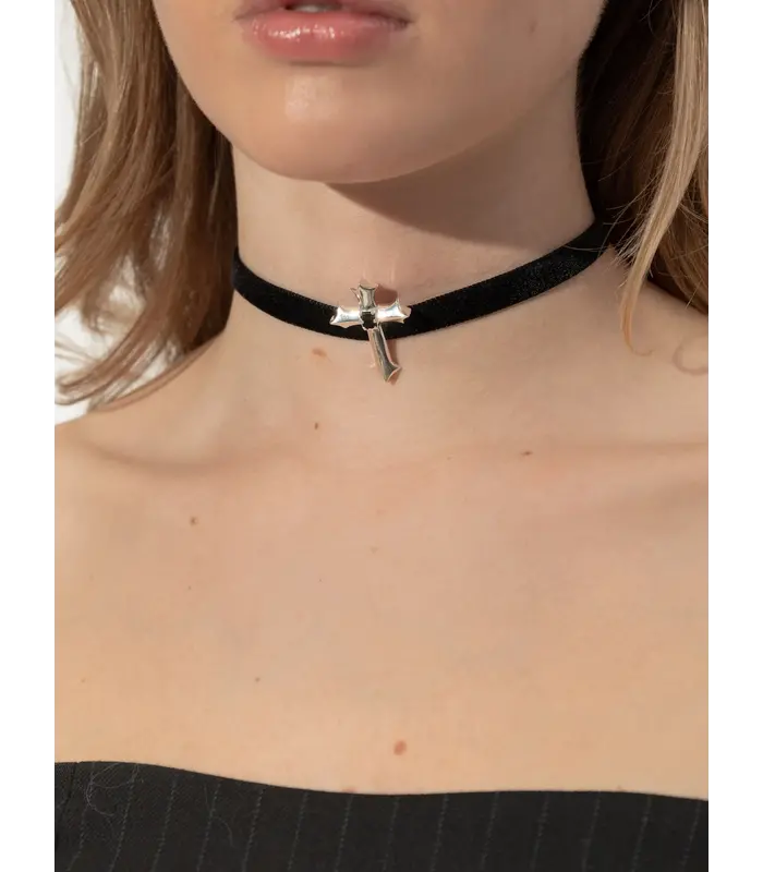CHOKER WITH RIBBON SILVER S