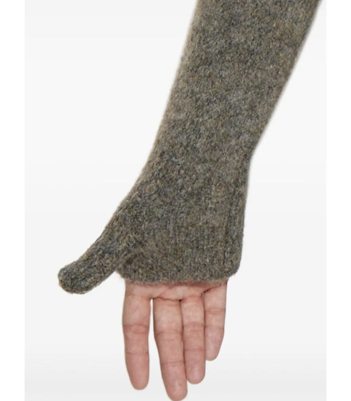 Tasna Mohair Zip Up Sweater Dark Taupe