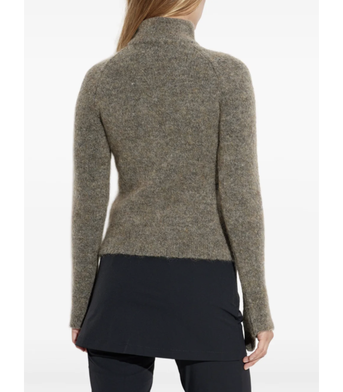 Tasna Mohair Zip Up Sweater Dark Taupe