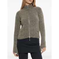Tasna Mohair Zip Up Sweater Dark Taupe