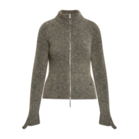 Tasna Mohair Zip Up Sweater Dark Taupe