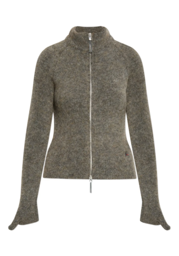 ROA tasna mohair zip up sweater dark taupe