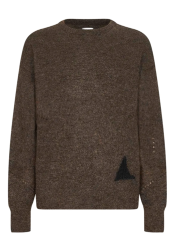 ROA dropstitch mohair knit crewneck brown