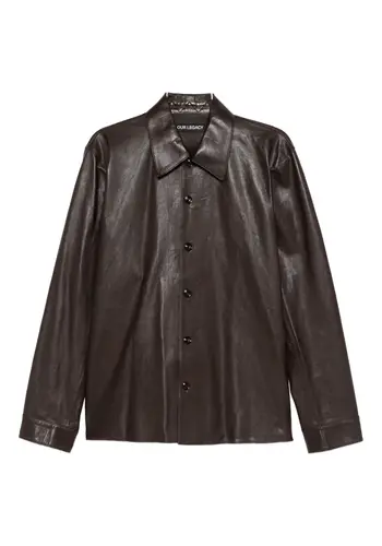 OUR LEGACY welding shirt umber brown fluid calfskin