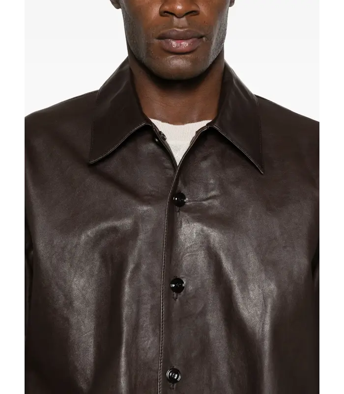 WELDING SHIRT UMBER BROWN FLUID CALFSKIN